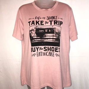 Pink slogan tee (also good advice 😂)